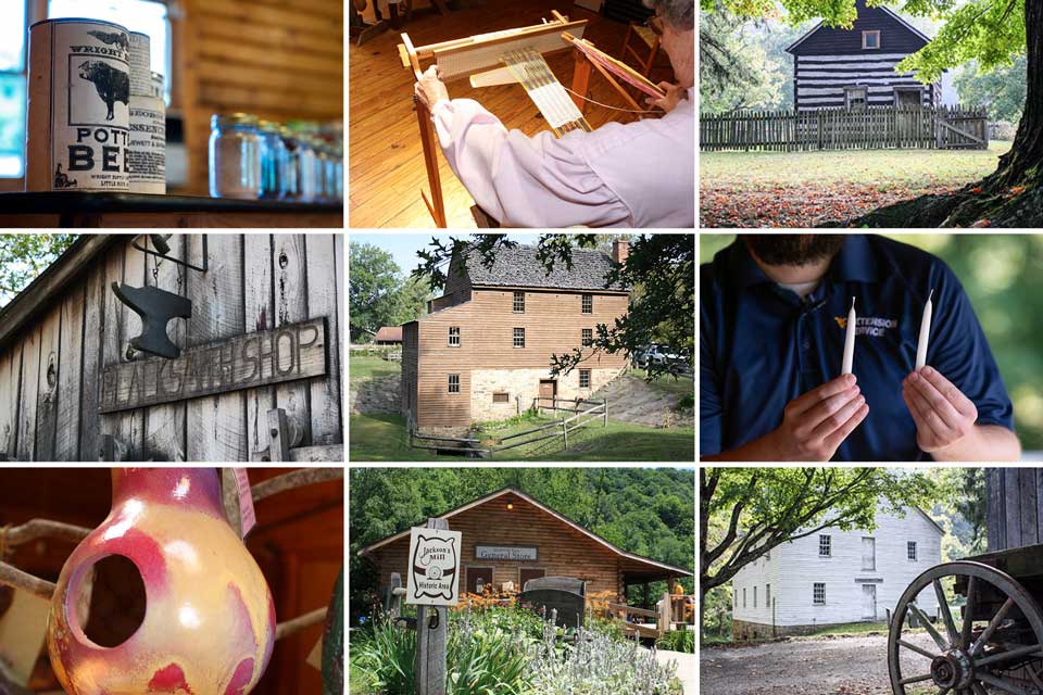 A collage of images that represent the harvest time at WVU Jackson's Mill.